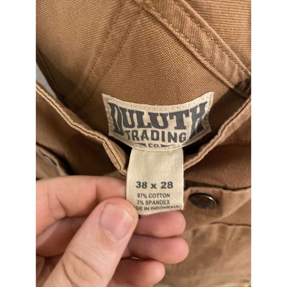 Duluth Trading Fire Hose Bib Overalls Canvas 38x28 Brown Waist 38" - Picture 2 of 12